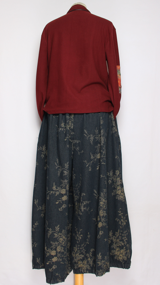 Джемпер вареный хлопок "Строчки заплатки" винный, шоколад до р.50