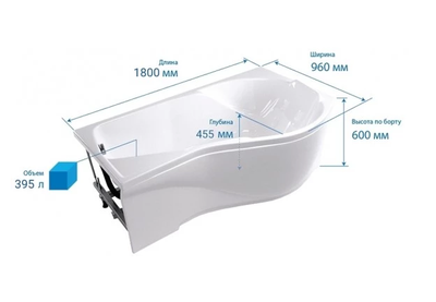 Акриловая ванна Triton Мишель Левая,180х96x64 см