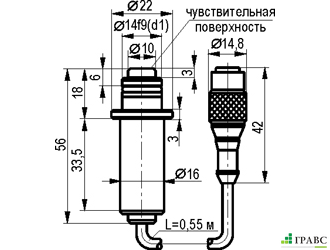 Индуктивный датчик ISB WC35S8-43P-1,5-S19-50