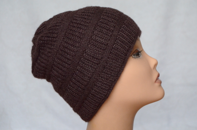 Вязаная шапка из альпака и шелка Vizio Италия 6250 коричневая фото