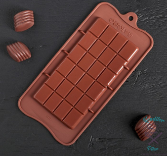 Форма для шоколада «Плитка», 22,5×10,5×0,2 см, 24 ячейки, цвет шоколадный