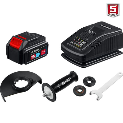 Бесщеточная угловая шлифмашина ЗУБР Профессионал 1 АКБ, 4 Ач, в сумке, 20В (AB-125-41)