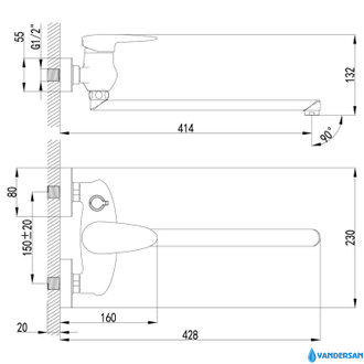 Смеситель для ванны Status LM4417C