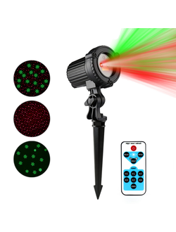 Уличный декоративный лазерный проектор Red & Green Waterproof Laser Shower, узоры