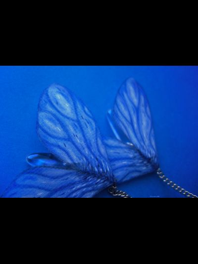 "Небокрылые феи весенних дождей", длинные серьги с шёлком и каплями