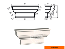 Капитель к фасадной пилястре из пенополистирола с покрытием LEPNINAPLAST-FASAD (Лепнинапласт-фасад)ПЛВ-550/1