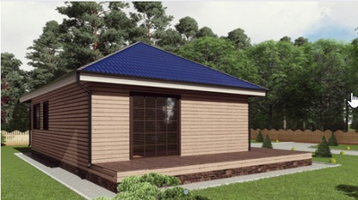 Одноэтажный каркасный дом с двумя спальнями 95м² (SK82)
