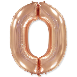 Воздушный шар фольгированный "ЦИФРА 0. РОЗОВОЕ ЗОЛОТО"