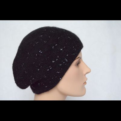 Женский берет со стеклярусом и пайетками Vizio Италия 6933 черный