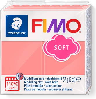 полимерная глина Fimo soft, цвет-pink grapefruit 8020-T20 (розовый грейпфрут), вес-57 грамм