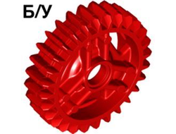 ! Б/У - Technic, Gear 28 Tooth Double Bevel with Pin Hole, Red (65413 / 6285646) - Б/У