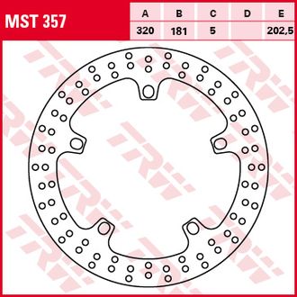 Тормозной диск передний TRW MST357 для мотоциклов BMW F800, R - R 850, R - RT  850/1150, S - R 1000, R - S 1100, K - R 1200/1300, K - GT 1200/1300/1600, K - GTL 1600, K - S 1200/1300