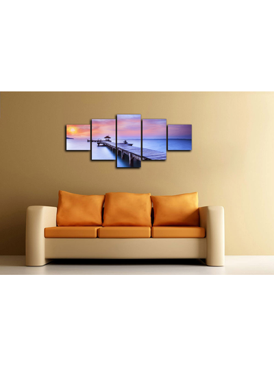 Модульная картина "Закат на причале"