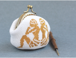 Монетница "Зодиак" Набор для вязания крючком с бисером от Ирины Рудевич - БЛИЗНЕЦЫ (белый)