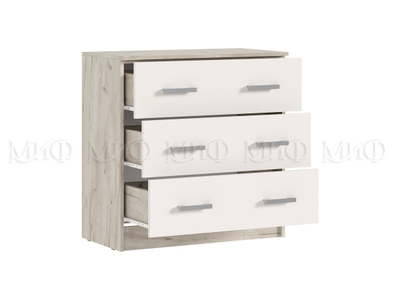Бася Комод с 3-мя ящиками Кашемир, дуб крафт серый ш800хв816хг430 мм