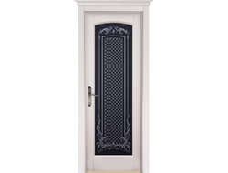 Дверь Витраж структурный БЕЛАЯ ЭМАЛЬ