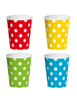 Стаканы бумажные в горошек 250 мл./ 6шт.