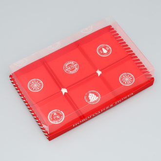 Коробка на 6 муссовых пирожных «Новогодняя почта», 27 х 17.8 х 6.5 см