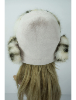 Ушанка "НОН-СТОП" пудра + рысь (со всех сторон)