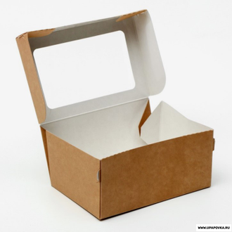 Коробка складная с окном Бурая 15 х 10 х 7 см