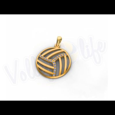 Кулон с позолотой "Волейбольный мяч с фианитами"