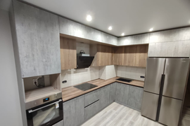 Кухня Бетон серый с деревом