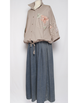 Рубашка хлопок "Карман кружево" бежевая до р.52