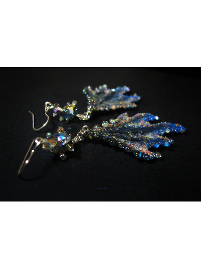 &quot;Звёздный ноктюрн&quot;, длинные серьги с крыльями настоящей феи