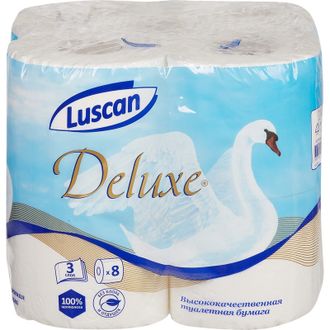 Бумага туалетная Luscan Deluxe 3сл бел 100%цел втул 19,35м 155л 8рул/уп