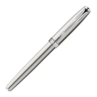 Ручка подарочная перьевая PARKER "Sonnet Stainless Steel CT", серебристый корпус, хромированные детали, черная, S0809210