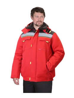 Куртка ФАВОРИТ мех. ворот, красная с серым и лимонным кантом и СОП