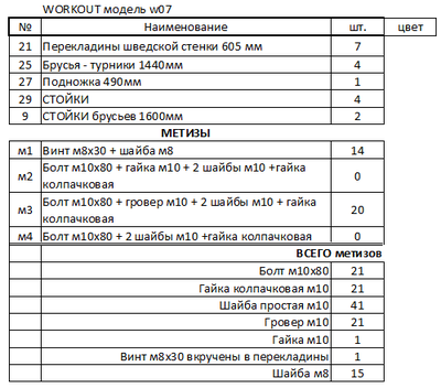 Спортивная площадка WORKOUT w07