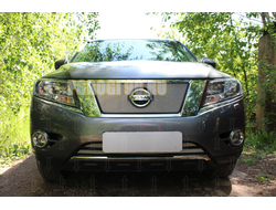 Защита радиатора Nissan Pathfinder 2014- chrome низ (2 части)