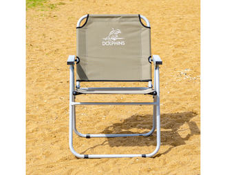 Пляжное кресло-шезлонг КЕДР Dolphins алюминий, цвет зеленый/бежевый/красный