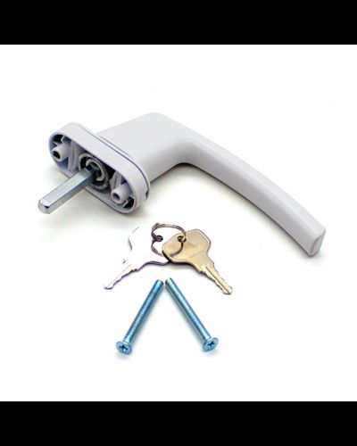 003-Ручка оконная с ключом ,  белая  Артикул: 00000354