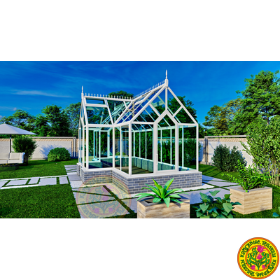 Базовая комплектация теплицы в английском стиле с холлом из стекала и алюминия ГОТИКА АРТ 6000 х 2500 мм