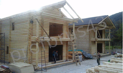 Дом из оцилиндрованного бревна "Снегири для гостей", площадью 81 м2