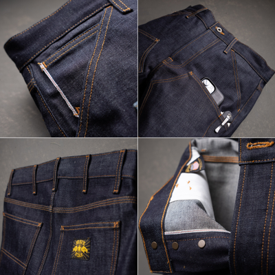 Джинсы =Brave Star= Die Hard Double Knee 14oz Hardline Japan Selvage Denim Jean