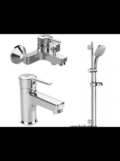 Промо-набор 3 в 1 Ideal Standart Смесители на ванну и раковину и душевой гарнитур IDEALSTYLE + IDEALRAIN B1431AA