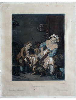 "Избалованный ребенок" гравюра, акварель, белила Jean Baptiste Greuze / Ange Louis Guillaume Lesourd-Beauregard 1840-е годы