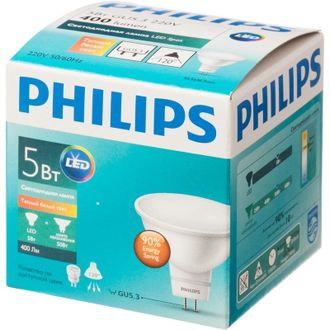 Лампа светодиодная Philips 5-50W GU5.3 2700K тепл. белый спот