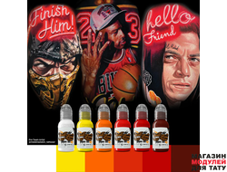 Краска World Famous Tattoo Ink Melek Tastekin Red Neon Effect Series Set (6шт)