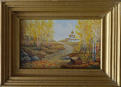 "Церковь в селе Коломенское" картон масло 1980-е годы