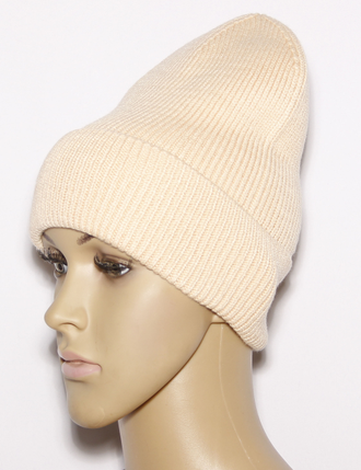 Шапка женская "Мелкая резинка одинарная" 965 оранжевая, салатная, чёрная, лимон, св.бежевая, красная, жёлтая, пудра