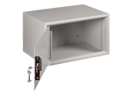Настенный антивандальный шкаф с дверью на петлях, 7U, Ш520хВ320хГ400мм, серый