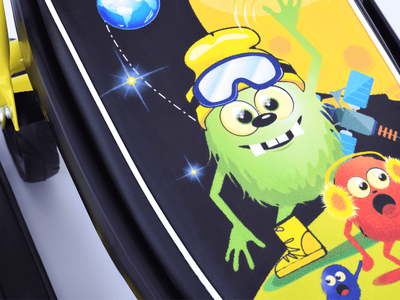 Снегокат детский Барс 111 "Mobile" с Т-образным толкателем и колесной базой (Космики)