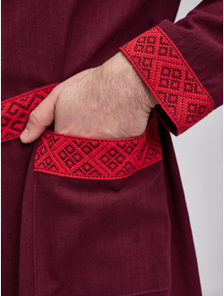 Халат для бани и дома из крапивы "Легкий пар" бордовый