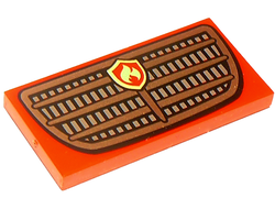 Tile 2 x 4 with Grille and Fire Logo Pattern, Red (87079pb0826 / 6329587)