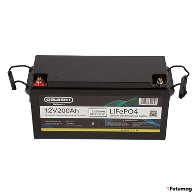 Литиевый тяговый аккумулятор Gelbert LiFePO4 (12V/200Ah/200А/2,400Wh) Bluetooth