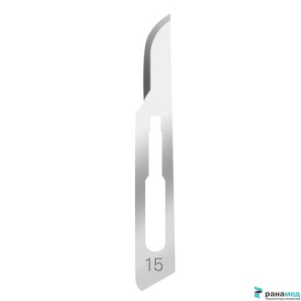 Лезвие для скальпеля канцелярского, макетного ножа, не стерильное №15, Хуаюин Медикал Инструментс Ко., Лтд, Китай остроконечный, брюшистый, нержавеющая сталь, 100 шт.в уп.